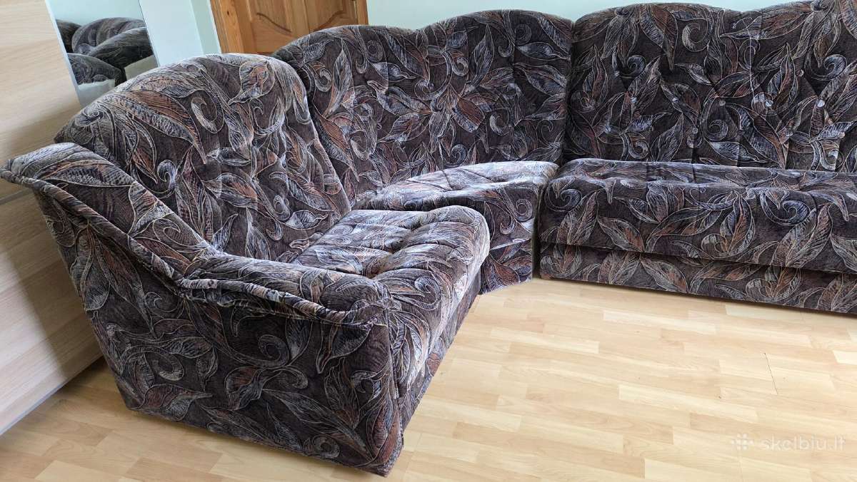 Minkštas kampinis komplektas – sofa-lova