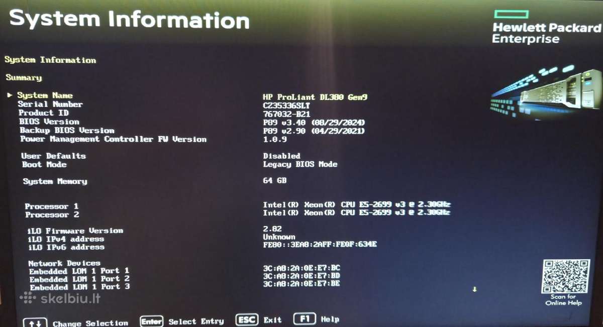 Hp Dl380g9 24+2sff 2xe5-2699v3 128gb Ddr4 2x900gb - nuotraukos Nr. 5