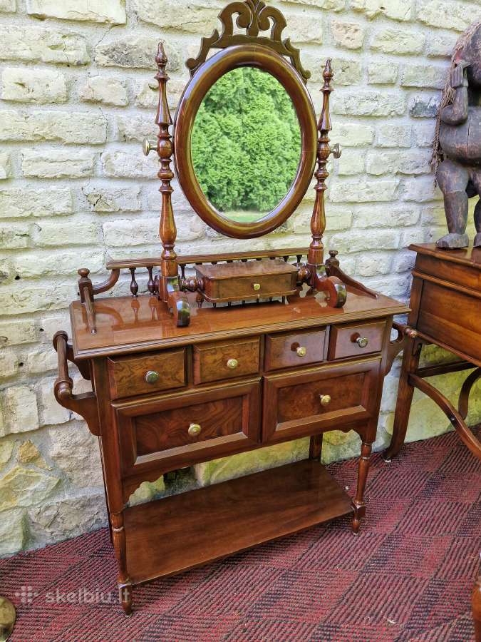 Vintažinis raudonmedžio kosmetinis staliukas - nuotraukos Nr. 3
