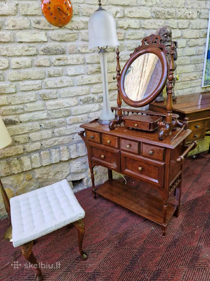 Vintažinis raudonmedžio kosmetinis staliukas - nuotraukos Nr. 36