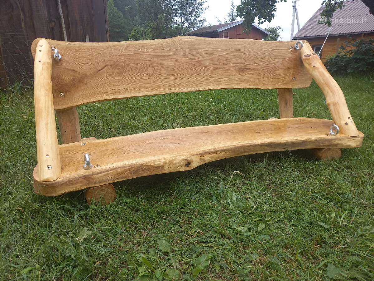 Ąžuolinis sūpynių suoliukas
