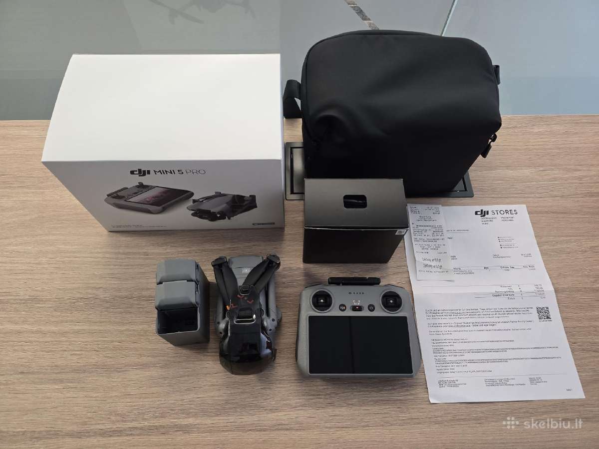 Beveik naujas Dji Mini 5 Pro Fly More Combo Rc2