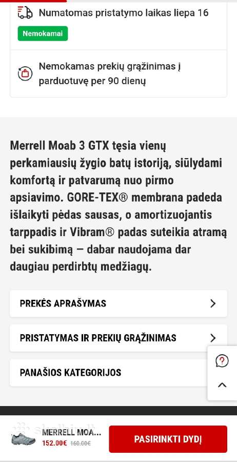 Merrell moab 3 gore- tex - nuotraukos Nr. 13