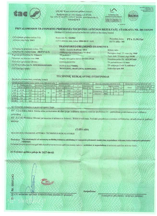 Parduodamas savivartis Kamaz 5511 - nuotraukos Nr. 8