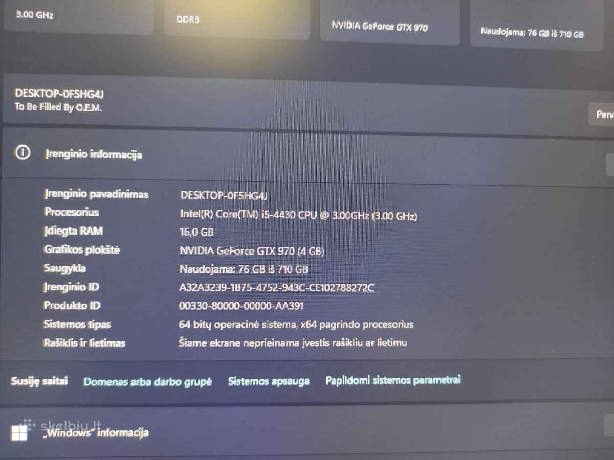 Pc stacionarus – Intel i5 / 16gb RAM / 450gb SSD - nuotraukos Nr. 6
