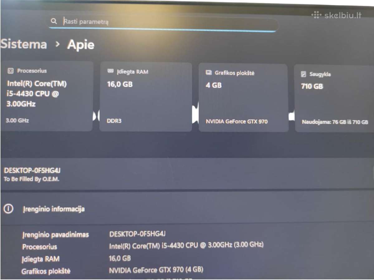Pc stacionarus – Intel i5 / 16gb RAM / 450gb SSD - nuotraukos Nr. 7