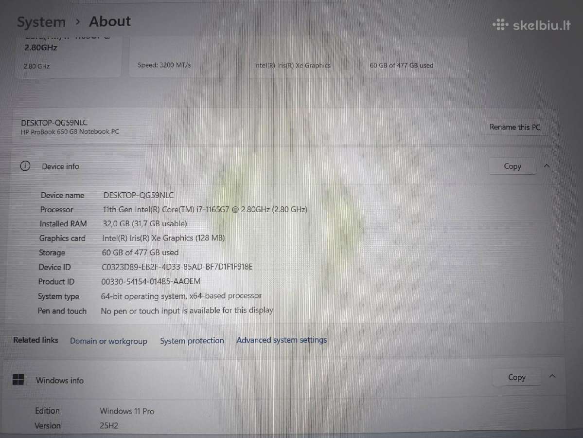 Probook 650 G8 15.6 Fhd Ips i7-1165g7 32gb 512gb - nuotraukos Nr. 5