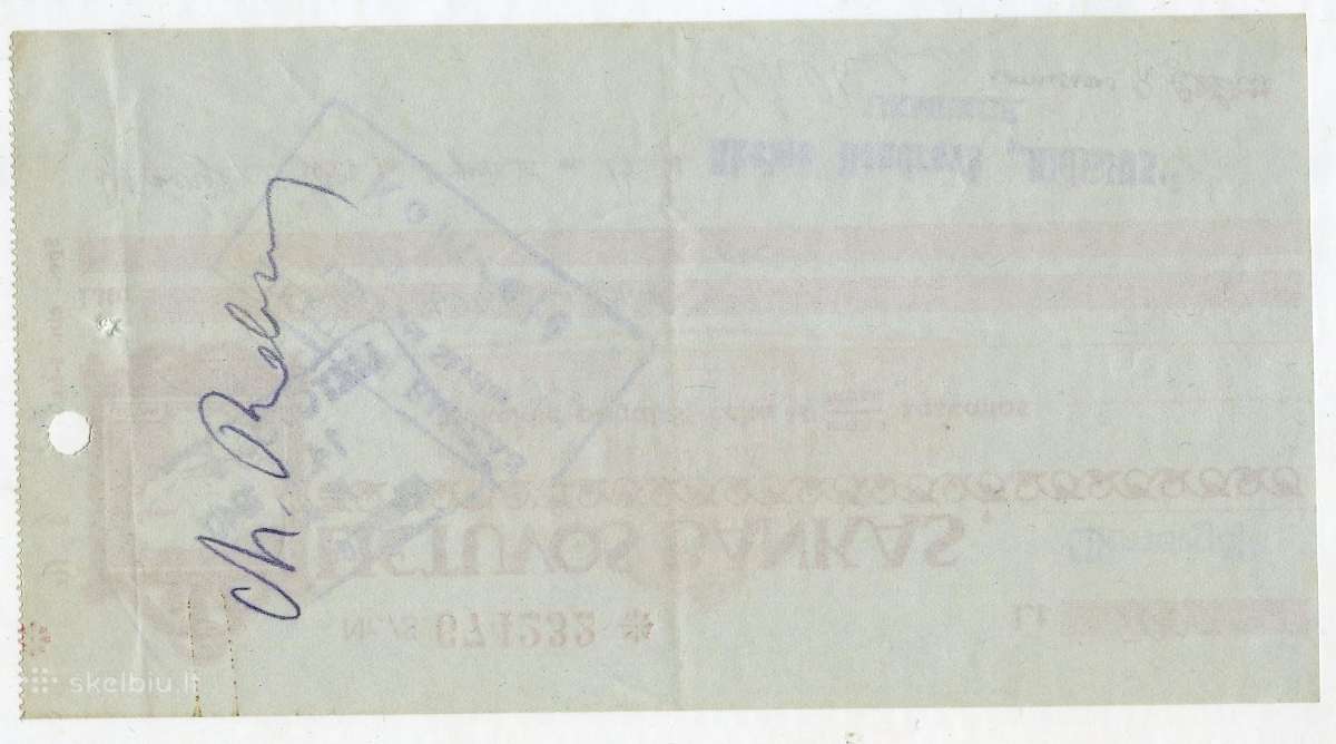 1940 Lietuvos banko čekis Ukmergė "Aliejus" - nuotraukos Nr. 2
