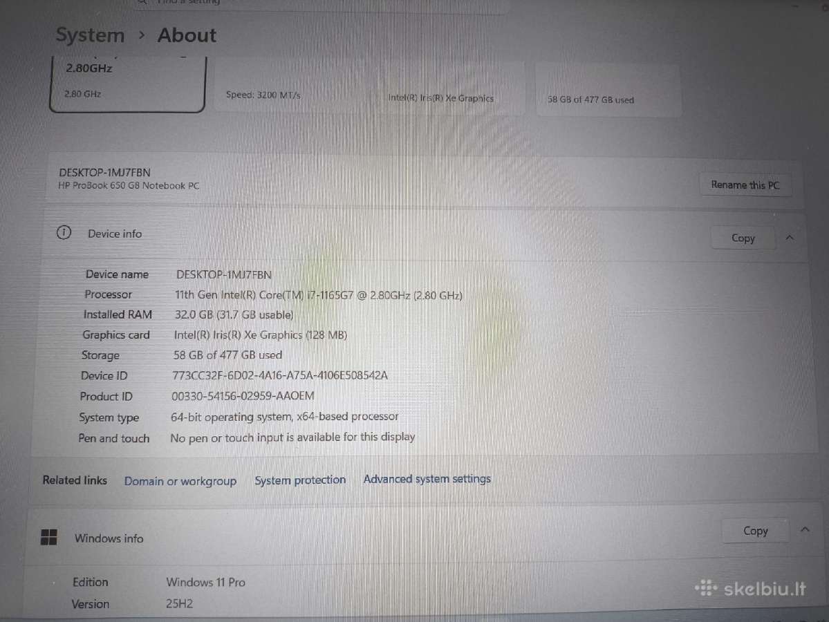 Probook 650 G8 15.6 Fhd Ips i7-1165g7 32gb 512gb - nuotraukos Nr. 7