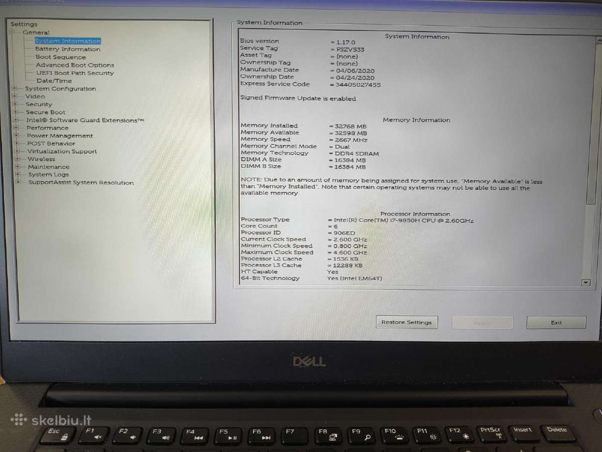 Precision 5540 15.6 Fhd Ips i7-9850h 32gb T2000 4G - nuotraukos Nr. 4
