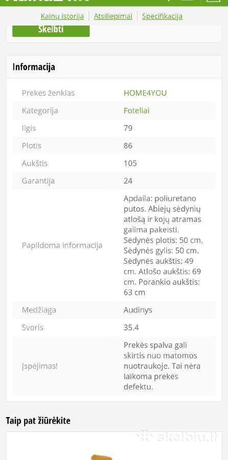 Išskleidžiamas fotelis - nuotraukos Nr. 4