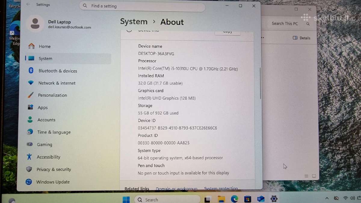 Dell 5310 i5-10310u 32gb 960gb - nuotraukos Nr. 9
