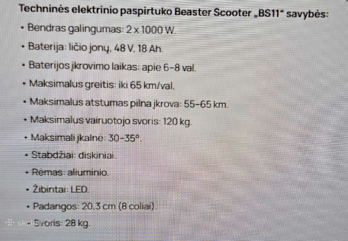 Beaster Bs11 elektrinis paspirtukas - nuotraukos Nr. 8