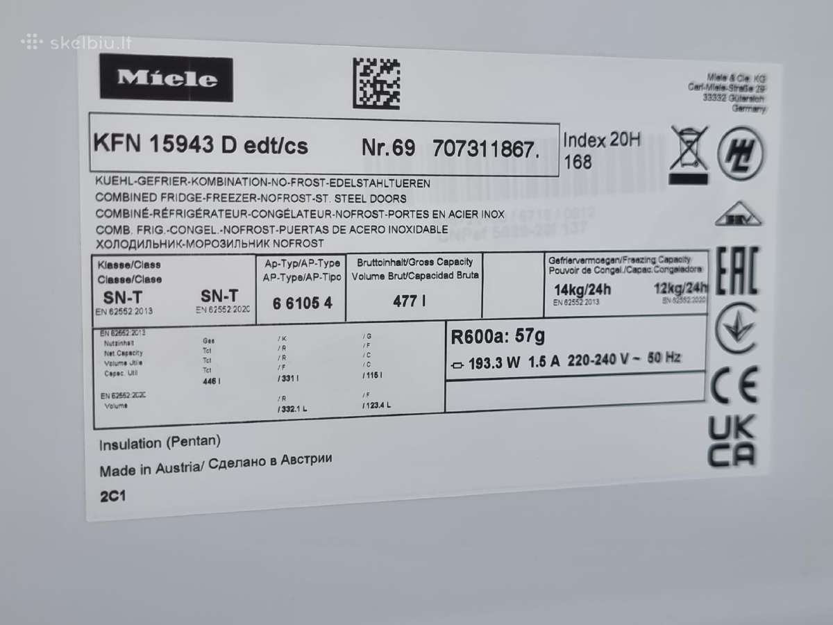 Miele Kfn 15943d ,plotis 75 cm+ Garantija - nuotraukos Nr. 9