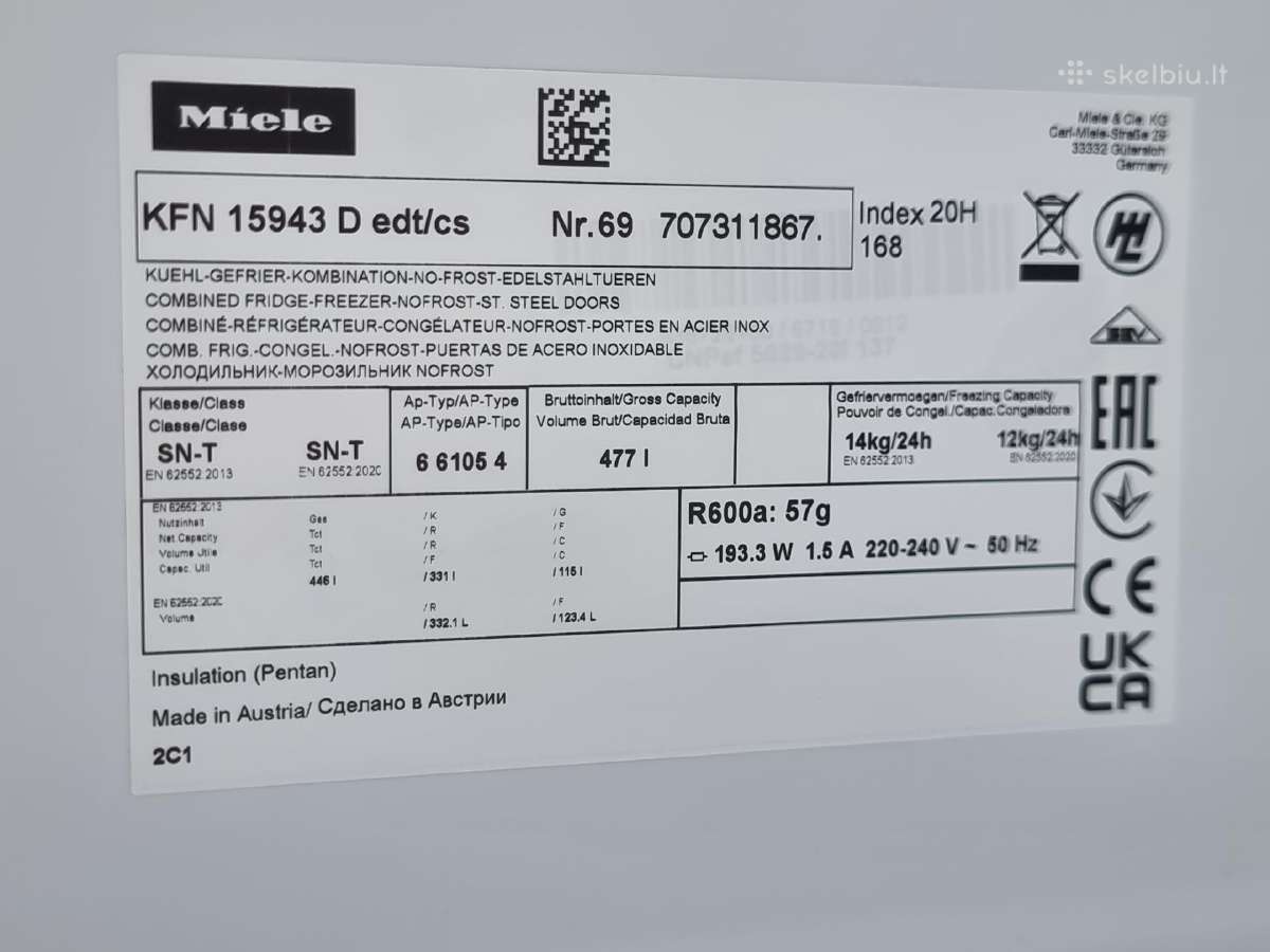 Miele Kfn 15943d ,plotis 75 cm+ Garantija - nuotraukos Nr. 28