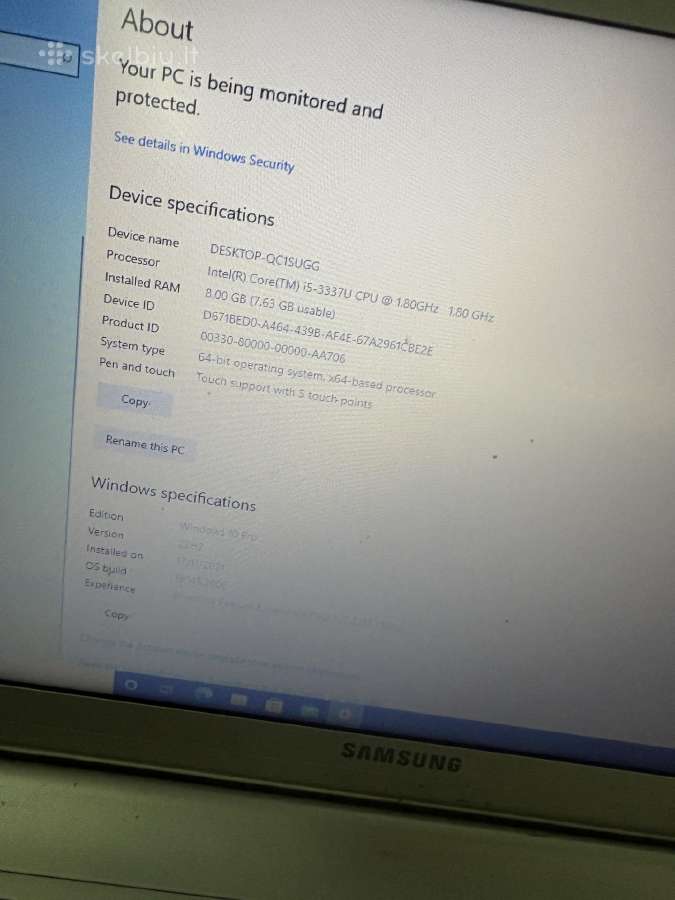 Samsung ultrabook Np900x4d i5-3337 8gb RAM 128 SSD - nuotraukos Nr. 6