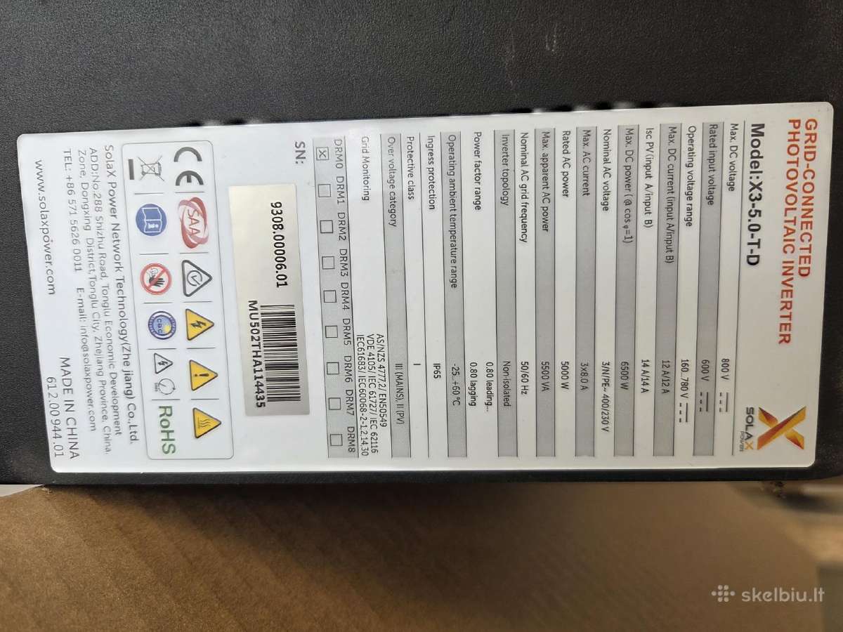 Trifazis Inverteris Solax X3-5kw WiFi - nuotraukos Nr. 2