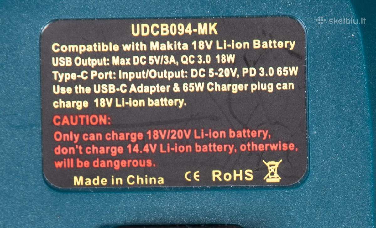 Usb-c adapteris Makita 18v akumuliatoriams - nuotraukos Nr. 3