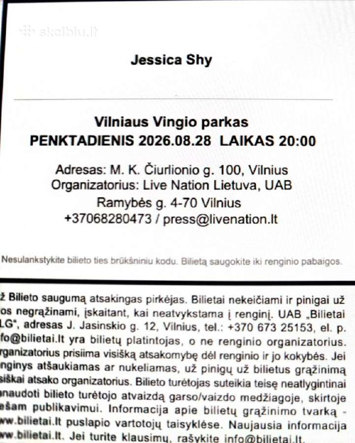 Bilietai į koncertą