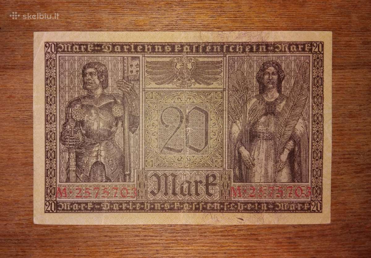 Vokietijos 20 markių banknotas - nuotraukos Nr. 2