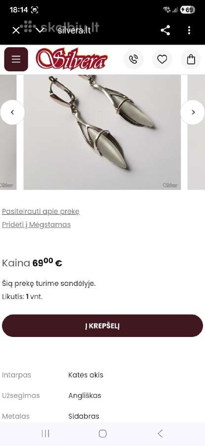 Sidabro auskarai praba 925 - nuotraukos Nr. 5
