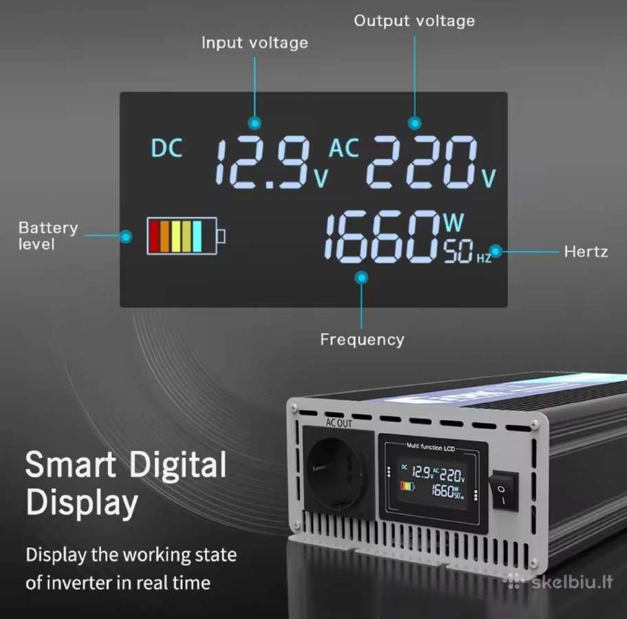 Įtampos keitiklis – inverteris 12v-220v 5000w - nuotraukos Nr. 2