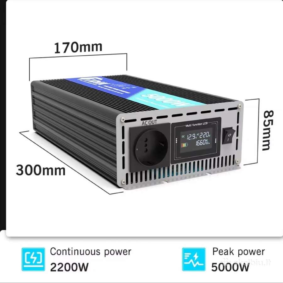 Įtampos keitiklis – inverteris 12v-220v 5000w - nuotraukos Nr. 3