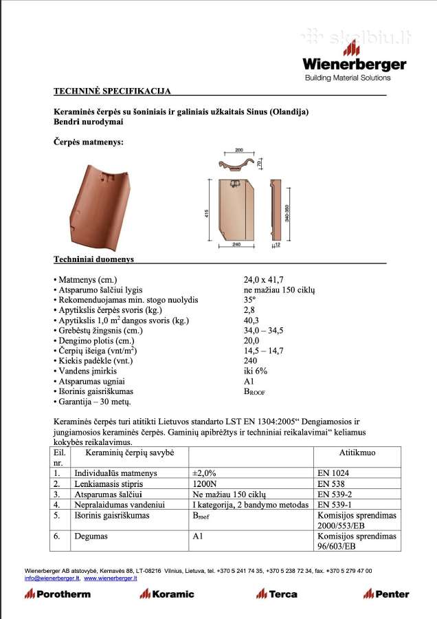 Parduodamos naujos Wienerberger Koramic Oh Sinus k - nuotraukos Nr. 2
