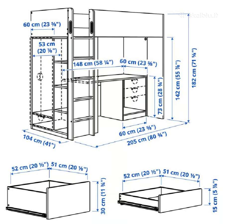 Ikea Smastad lova, rašomasis stalas, spinta - nuotraukos Nr. 2
