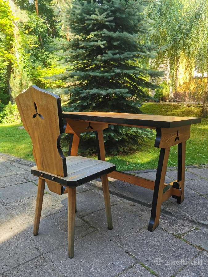 Meistro gamintas 107x70 ąžuolo stalas ir kėdė - nuotraukos Nr. 14