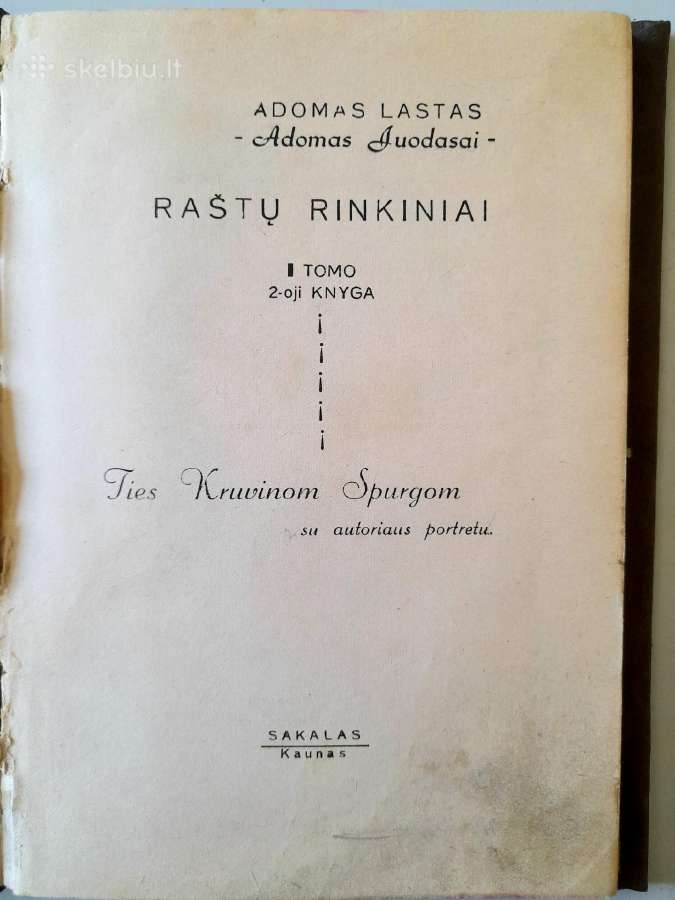 Adomas Lastas "Raštų rinkiniai" 1935m. - nuotraukos Nr. 3