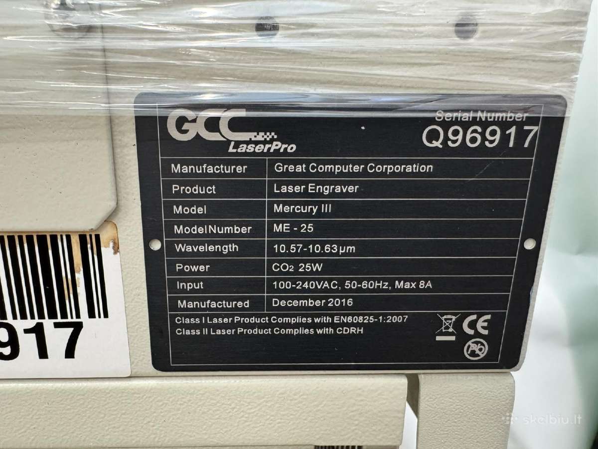 Gcc Mercury III Co2 lazerinis graviravimo įrenginy - nuotraukos Nr. 5