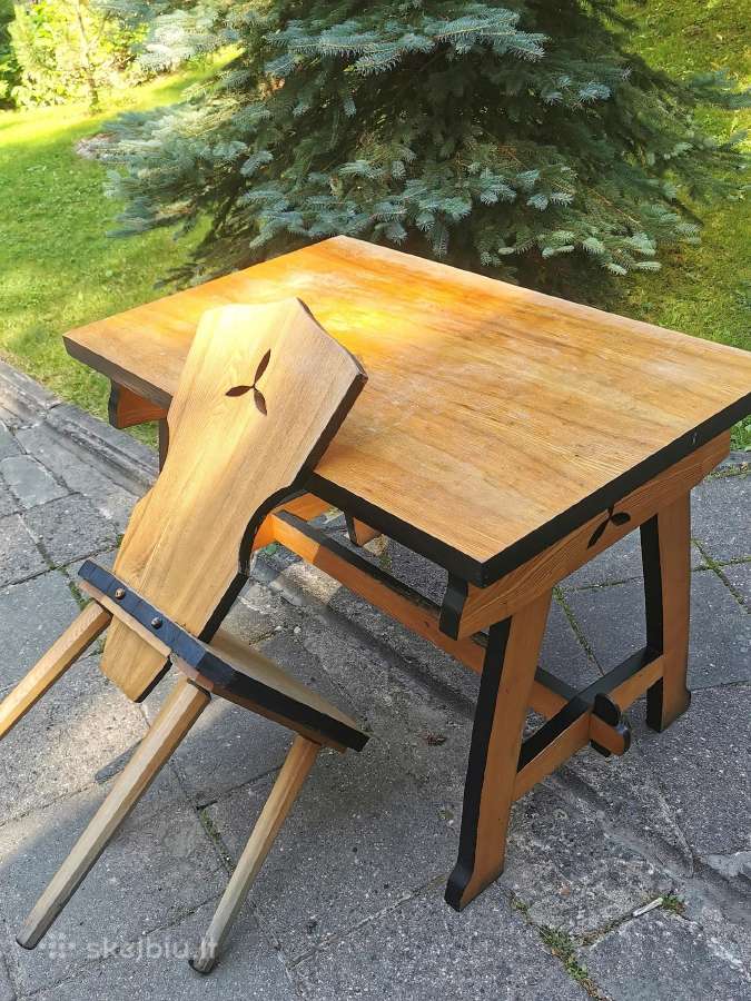 Meistro gamintas 107x70 ąžuolo stalas ir kėdė - nuotraukos Nr. 4