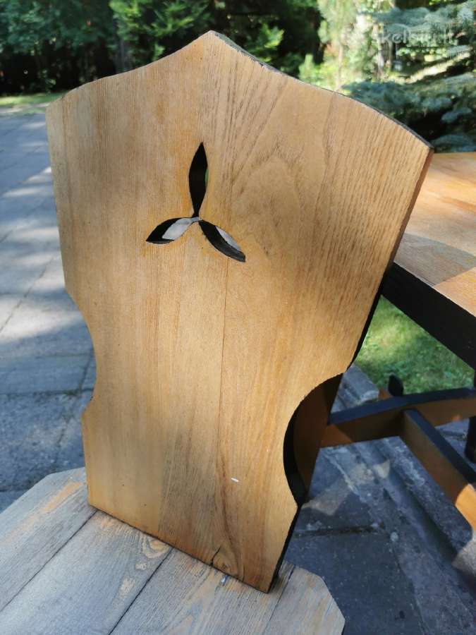 Meistro gamintas 107x70 ąžuolo stalas ir kėdė - nuotraukos Nr. 15