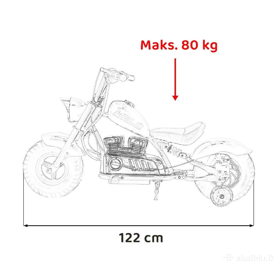 Elektrinis motociklas Chopper Warrior 350w - nuotraukos Nr. 19