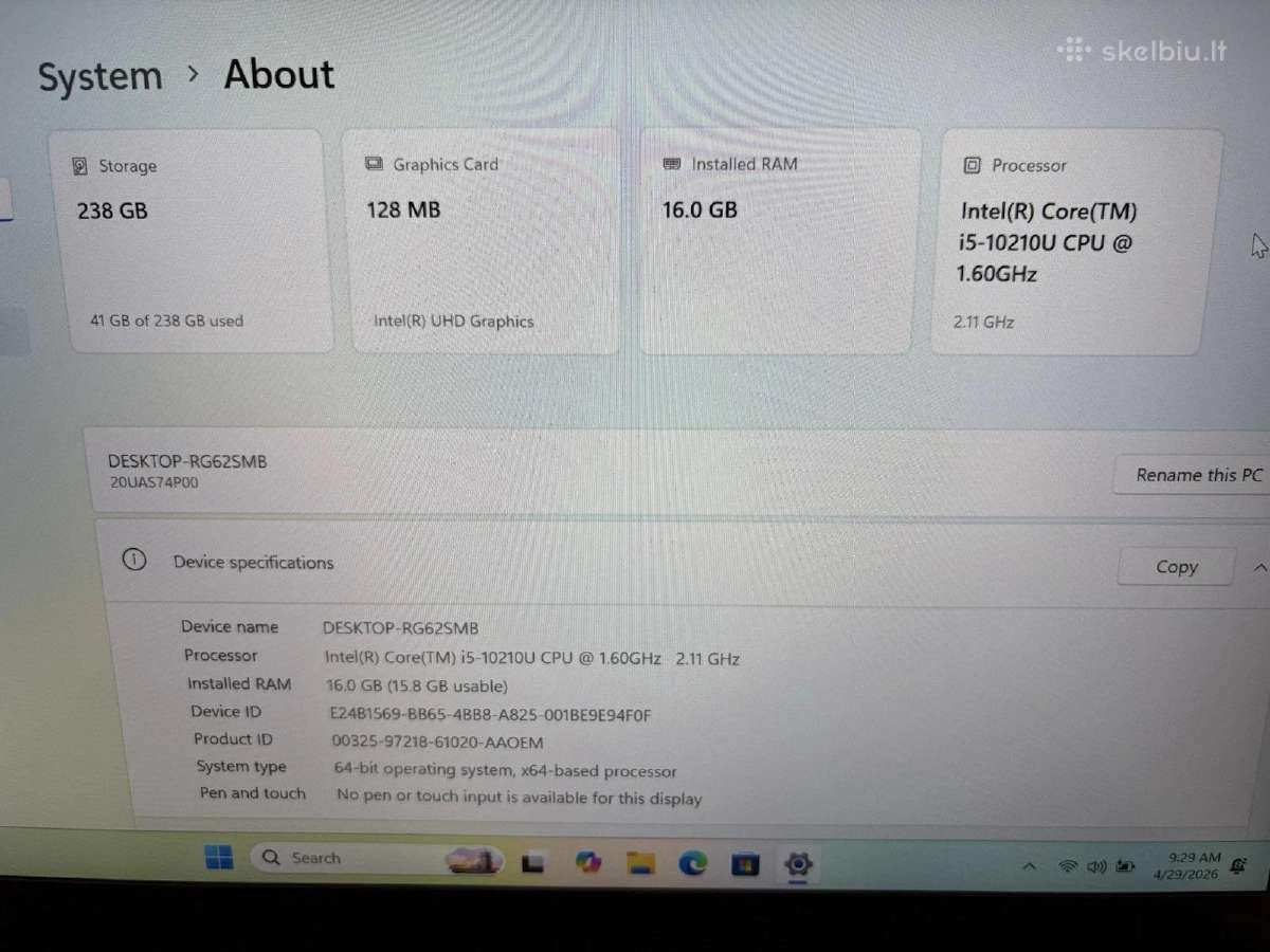 Lenovo Thinkpad X1 Carbon Gen8 - nuotraukos Nr. 9