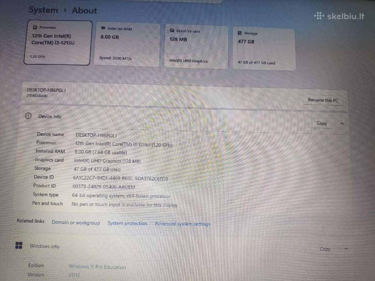E14 Gen 4 14 Fhd Tn i3-1215u 8gb 512gb SSD 6% - nuotraukos Nr. 4