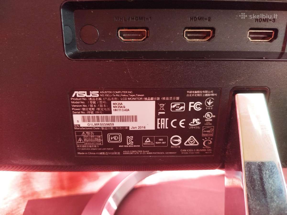 2k Ips monitorius 25" Asus Mx25aq - nuotraukos Nr. 3