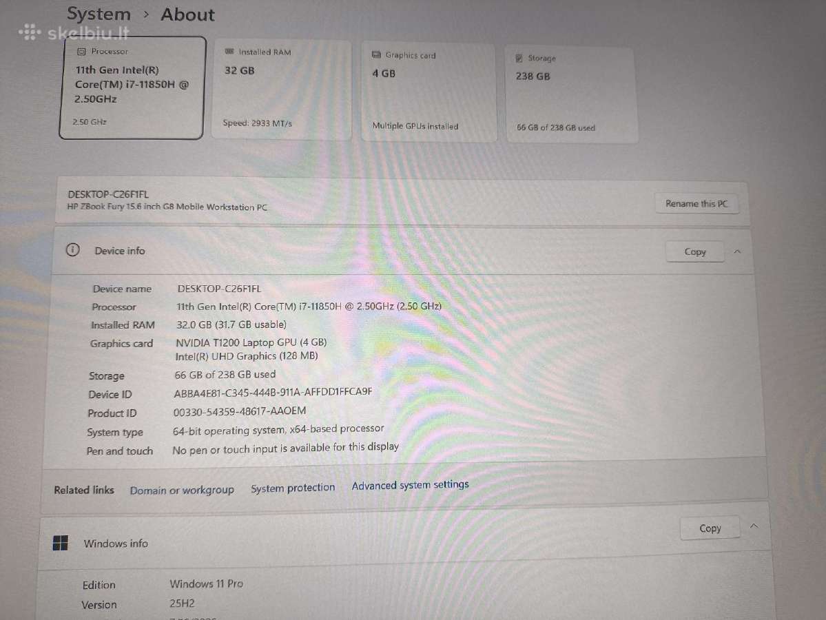 15.6 4k 120hz 600 Nit i7-11850h Quadro T1200 4gb - nuotraukos Nr. 5
