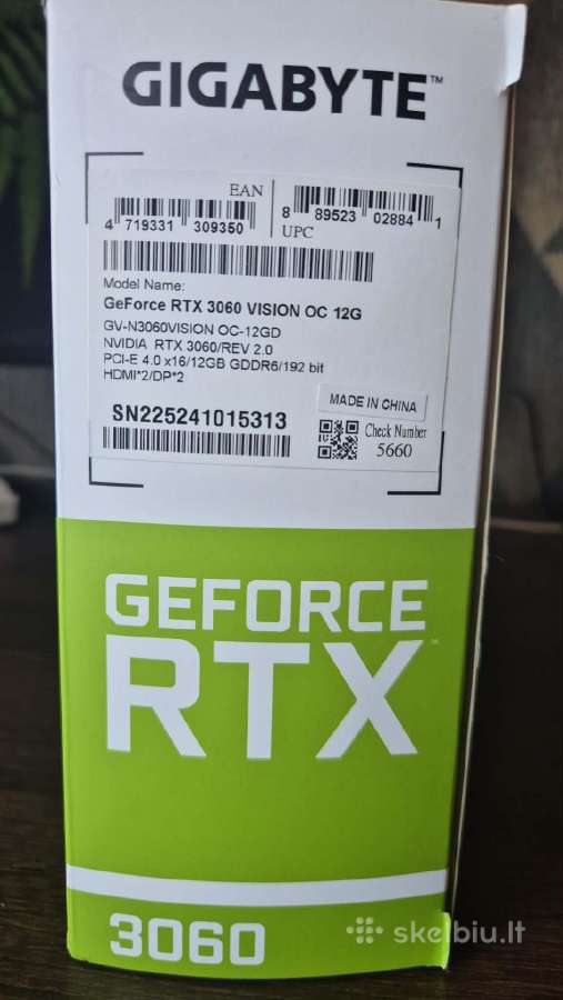 Gigabyte Geforce Rtx 3060 Vision Oc 12gb – Nauja - nuotraukos Nr. 3