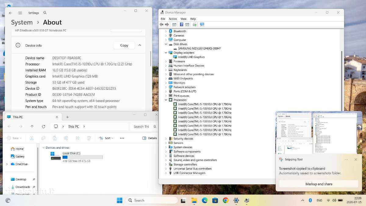 Hp Elitebook 830 G7 x360 i5 10th SSD 16gb 512ssd - nuotraukos Nr. 9