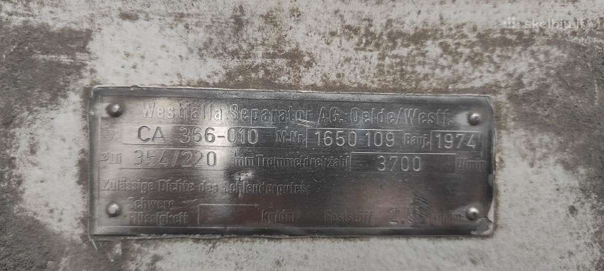 Westfalia Separator Ag Oelde Ca 366-010 - nuotraukos Nr. 2