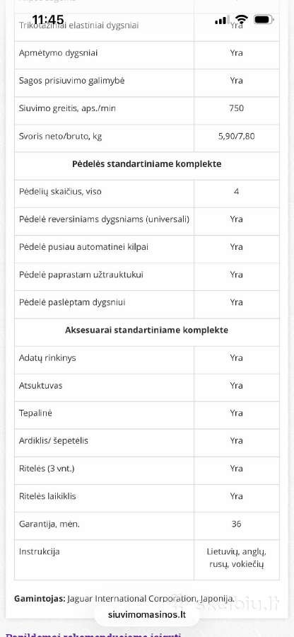 Siuvimo mašina Jaguar 137 - nuotraukos Nr. 14