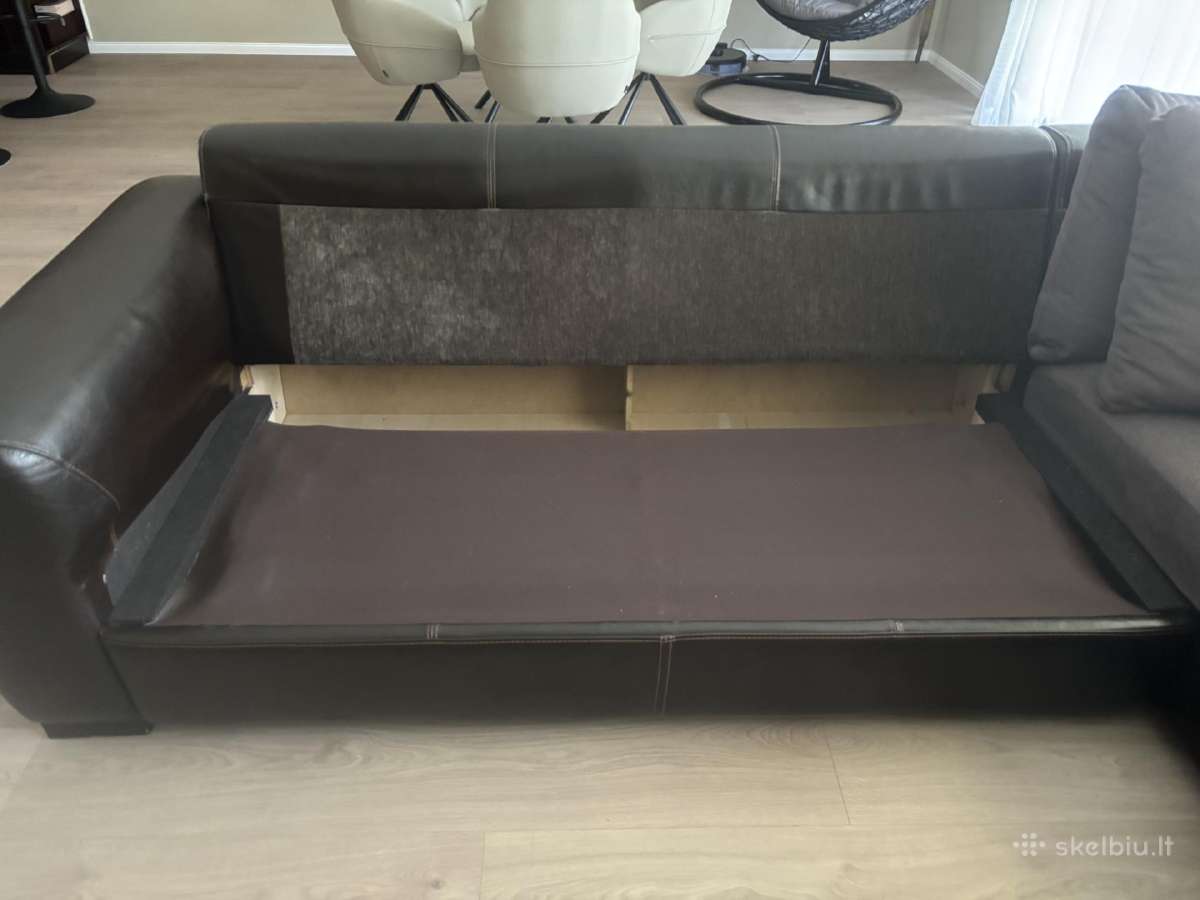 Parduodama kampinė sofa-lova iš naturalios odos - nuotraukos Nr. 5