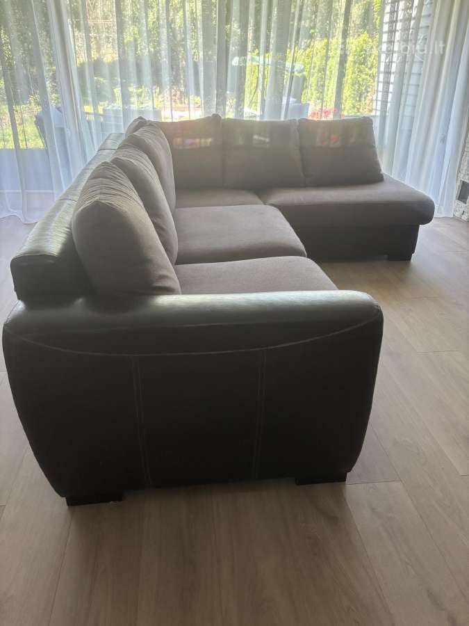 Parduodama kampinė sofa-lova iš naturalios odos - nuotraukos Nr. 3