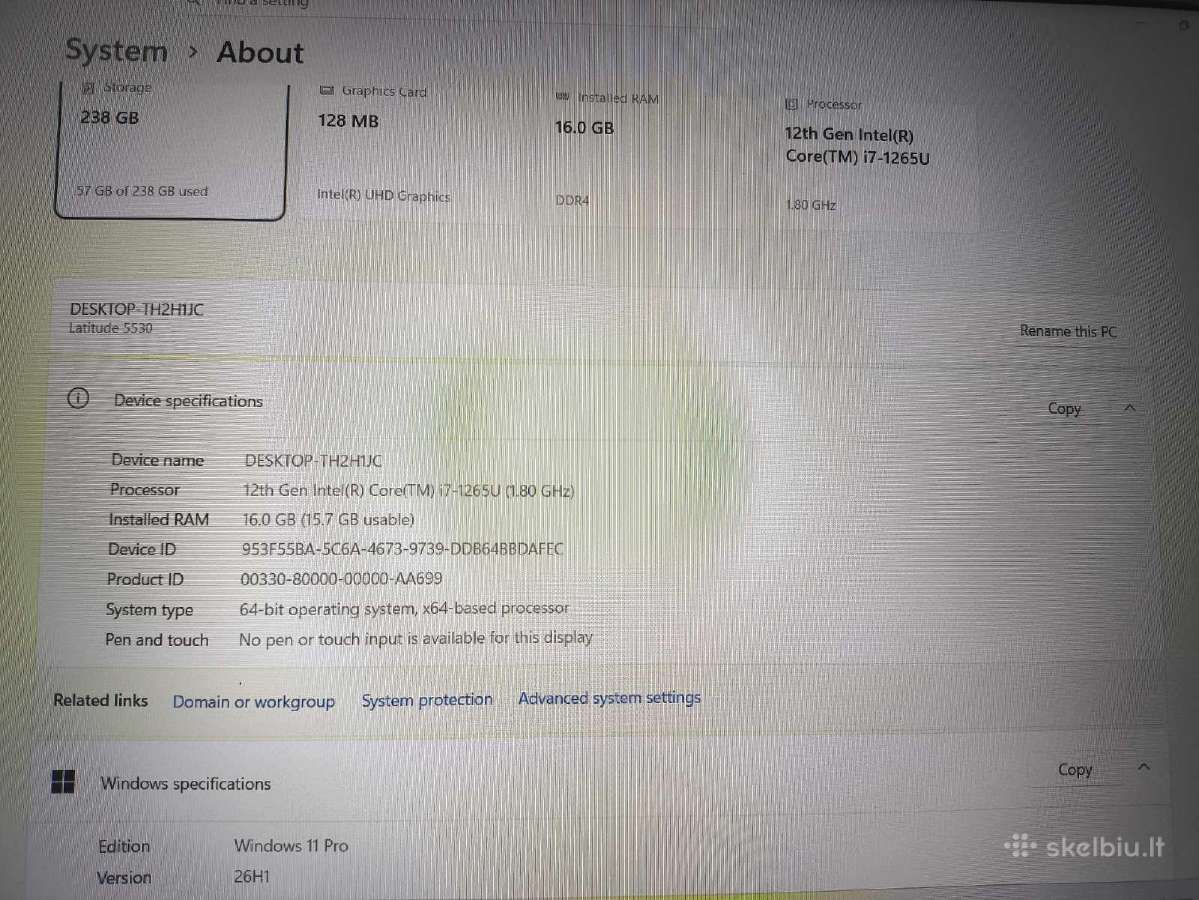 Latitude 5530 15.6 Fhd Ips i7-1265u 16gb 256gb 13% - nuotraukos Nr. 4