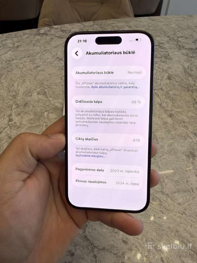 iPhone 15 pro, 128gb 86% - nuotraukos Nr. 4
