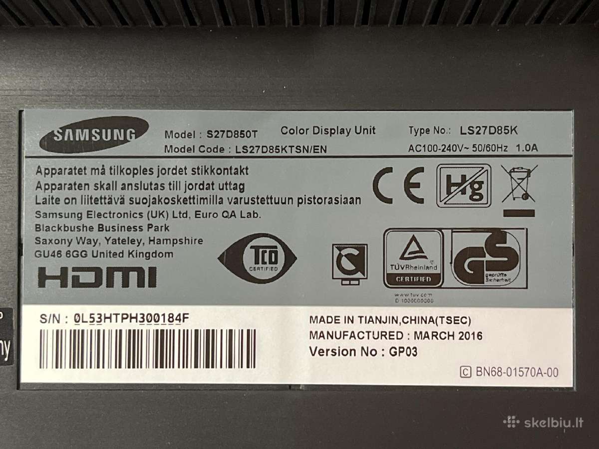 27 Samsung S27d850t aukštos rez. monitorius - nuotraukos Nr. 3