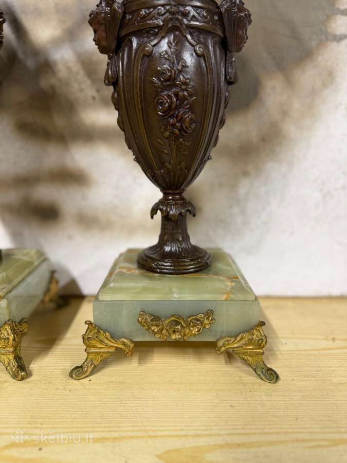 2 Art Nouveau stiliaus Vazos marmur.,bronz. metal. - nuotraukos Nr. 3