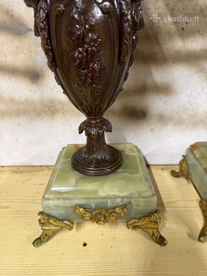 2 Art Nouveau stiliaus Vazos marmur.,bronz. metal. - nuotraukos Nr. 5